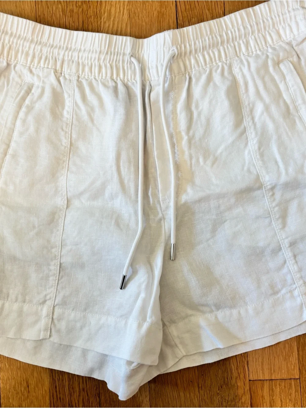 Athleta White Linen Drawstring Shorts - Picture 2 of 6